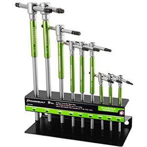Powerbuilt 9 Pc Torx Star T-Handle Hex Allen Key Wrench Set w/Speed Sleeves for Fast Spinning Action, Sliding Top Handle for “T” or “L” Shape, Long Shafts, Storage Rack, Auto, Bicycle, Moto 941646 Powerbuilt 9 Pc Torx Star T-Handle Hex Allen Key Wrench Set w/Speed Sleeves for Fast Spinning Action, Sliding Top Handle for “T” or “L” Shape, Long Shafts, Storage Rack, Auto, Bicycle, Moto 941646