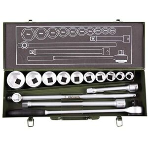PROXXON 23300 Socket Set 22-50 mm with Ratchet Drive 20 mm (3/4 Inch) 14 Pieces in Metal Box PROXXON 23300 Socket Set 22-50 mm with Ratchet Drive 20 mm (3/4 Inch) 14 Pieces in Metal Box