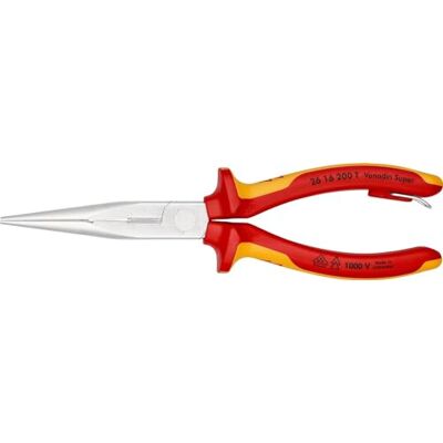 KNIPEX Snipe Nose Side Cutting Pliers (Stork Beak Pliers) in Blister Chrome-Plated Insulated with Multi-Component Grips, VDE-Tested, 26 16 200 T BK KNIPEX Snipe Nose Side Cutting Pliers (Stork Beak Pliers) in Blister Chrome-Plated Insulated with Multi-Component Grips, VDE-Tested, 26 16 200 T BK