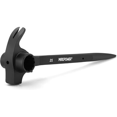MAXPOWER 19mm x 21mm Ratchet Podger Spanner, Erecting Scaffold Tool Wrench Spanner with Claw Hammer, Crowbar and Nail Puller Function MAXPOWER 19mm x 21mm Ratchet Podger Spanner, Erecting Scaffold Tool Wrench Spanner with Claw Hammer, Crowbar and Nail Puller Function