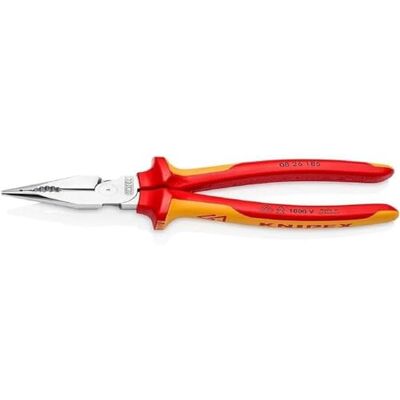 KNIPEX Needle-Nose Combination Pliers Self-Service Card Chrome-Plated Insulated with Multi-Component Grips, VDE-Tested 185 mm, 08 26 185 SB KNIPEX Needle-Nose Combination Pliers Self-Service Card Chrome-Plated Insulated with Multi-Component Grips, VDE-Tested 185 mm, 08 26 185 SB