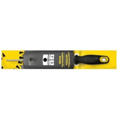 Zarivy Round File with bi-Material Handle and Hanger, Ideal for Smoothing and Shaping in Mechanical Work. Zarivy Round File with bi-Material Handle and Hanger, Ideal for Smoothing and Shaping in Mechanical Work.