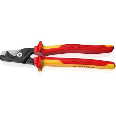 KNIPEX Stepcut XL Cable Shears with Step Cut Insulating Multi-Component Handle, VDE-Tested 225 mm, 95 18 225 KNIPEX Stepcut XL Cable Shears with Step Cut Insulating Multi-Component Handle, VDE-Tested 225 mm, 95 18 225