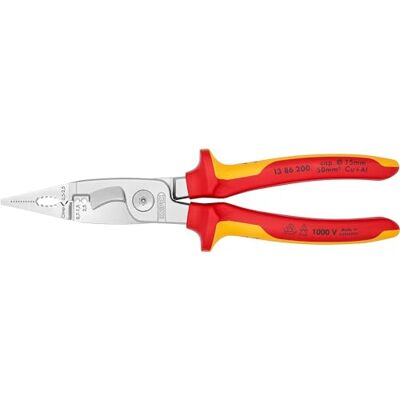KNIPEX Pliers for Electrical Installation, VDE, for Cutting Cable, Wire Stripping, Crimping Wire Ferrules, Gripping, Bending, Multi Tool, 13 86 200 KNIPEX Pliers for Electrical Installation, VDE, for Cutting Cable, Wire Stripping, Crimping Wire Ferrules, Gripping, Bending, Multi Tool, 13 86 200