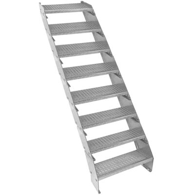MonsterShop Metal Staircase - 8 Sections, Adjustable, Galvanised Steel, 60cm MonsterShop Metal Staircase - 8 Sections, Adjustable, Galvanised Steel, 60cm