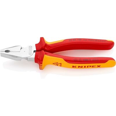 KNIPEX High Leverage Combination Pliers Chrome-Plated Insulated with Multi-Component Grips, VDE-Tested 180 mm, 02 06 180 KNIPEX High Leverage Combination Pliers Chrome-Plated Insulated with Multi-Component Grips, VDE-Tested 180 mm, 02 06 180