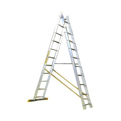 BPS Access Solutions Trade Master Pro® 2 Section Combination Ladder All in One Extension Ladder, Double Step Ladder Aluminium Anti Slip Stabiliser Bar 150kg Weight Rating EN131 Pro Certified Size: 2x11 BPS Access Solutions Trade Master Pro® 2 Section Combination Ladder All in One Extension Ladder, Double Step Ladder Aluminium Anti Slip Stabiliser Bar 150kg Weight Rating EN131 Pro Certified Size: 2x11