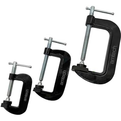 Amtech – 3 Piece G-Clamp Set, 2in 3in 4in Clamps with Soft Pads, T-Handle Adjustment for Woodworking, Assembly, Repair & DIY Tasks Amtech – 3 Piece G-Clamp Set, 2in 3in 4in Clamps with Soft Pads, T-Handle Adjustment for Woodworking, Assembly, Repair & DIY Tasks