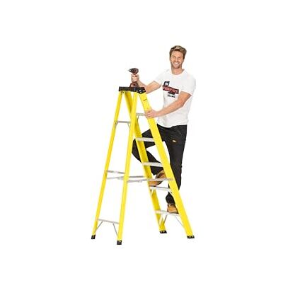 The Workplace Depot 6 Tread Fibreglass Step Ladder, Stable EN-131 Certified 6 Tread Fibreglass Step Ladder, Lightweight, Professional-Grade Ladder for Electrical & Industrial Use. The Workplace Depot 6 Tread Fibreglass Step Ladder, Stable EN-131 Certified 6 Tread Fibreglass Step Ladder, Lightweight, Professional-Grade Ladder for Electrical & Industrial Use.