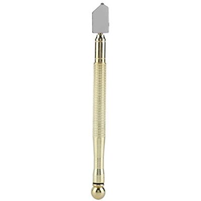 Zerodis Professional Glass Cutter Tool with Carbide Tungsten Blade, Silver and Yellow Metal Handle, 28mm Blade Length, for Glass Tiles Mirrors and Bottles, with Ergonomic Copper Design Zerodis Professional Glass Cutter Tool with Carbide Tungsten Blade, Silver and Yellow Metal Handle, 28mm Blade Length, for Glass Tiles Mirrors and Bottles, with Ergonomic Copper Design