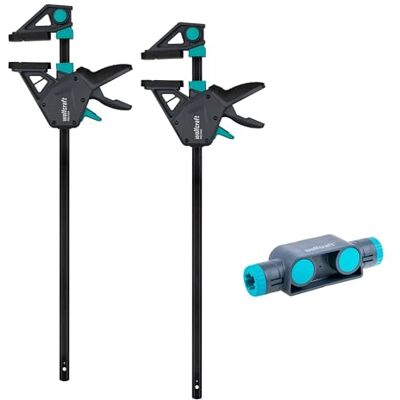Wolfcraft One-Handed Clamp Set PRO MAX 3-Piece XL Bar Clamp Set, 250 kg Clamping Force, up to 1,060 mm Width, Connector Adapter Included, Made in Europe 8663060 Wolfcraft One-Handed Clamp Set PRO MAX 3-Piece XL Bar Clamp Set, 250 kg Clamping Force, up to 1,060 mm Width, Connector Adapter Included, Made in Europe 8663060