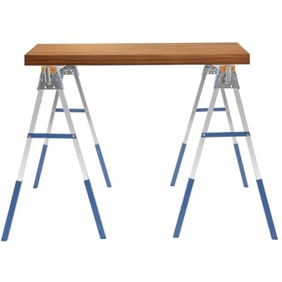 Fyssnn Workbench Saw Horse Twin Pack with 1200kg & 6 Adjustable Heights, Folding Saw Horse Tools, Trestle Table for Woodworking, Construction, Garage, Garden & Workshop Use (Blue, 2pcs) Fyssnn Workbench Saw Horse Twin Pack with 1200kg & 6 Adjustable Heights, Folding Saw Horse Tools, Trestle Table for Woodworking, Construction, Garage, Garden & Workshop Use (Blue, 2pcs)