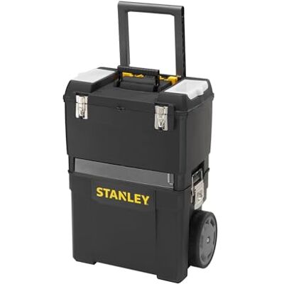 Stanley Mobile Work Centre Toolbox, 2-in-1 Rolling Workshop with Stackable Units, Removable Toolbox, and Swivel Storage Carousel, 1-93-968 Stanley Mobile Work Centre Toolbox, 2-in-1 Rolling Workshop with Stackable Units, Removable Toolbox, and Swivel Storage Carousel, 1-93-968