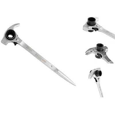 RICHMANN 4-in-1 Scaffold Wrench (19/22) Hammer + Nail Puller + Conical Punch & Reversible Ratchet 12-Point Scaffold Ratchet Professional Ratchet Wrench Chrome-Vanadium Steel (Cr-V) with 72 Teeth RICHMANN 4-in-1 Scaffold Wrench (19/22) Hammer + Nail Puller + Conical Punch & Reversible Ratchet 12-Point Scaffold Ratchet Professional Ratchet Wrench Chrome-Vanadium Steel (Cr-V) with 72 Teeth