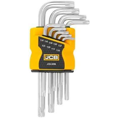JCB TORX L-Key Set, 9 pcs, T10H-T50H, Cr-V Steel -5098 , torx l key set, torx allen keys, star key set, chrome vanadium steel keys, t10h to t50h, security torx keys JCB TORX L-Key Set, 9 pcs, T10H-T50H, Cr-V Steel -5098 , torx l key set, torx allen keys, star key set, chrome vanadium steel keys, t10h to t50h, security torx keys