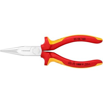 KNIPEX Tools Long Nose Pliers with Cutter, Chrome, 1000V Insulated (2506160) KNIPEX Tools Long Nose Pliers with Cutter, Chrome, 1000V Insulated (2506160)