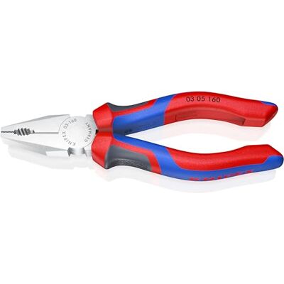 KNIPEX Combination Pliers Chrome-Plated with Comfort Handles 160 mm, 03 05 160 KNIPEX Combination Pliers Chrome-Plated with Comfort Handles 160 mm, 03 05 160