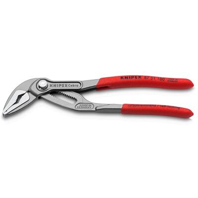 KNIPEX Cobra ES Water Pump Pliers Extra-Slim self-Service Card with Non-Slip Plastic Coating 180 mm, 87 51 180 SB KNIPEX Cobra ES Water Pump Pliers Extra-Slim self-Service Card with Non-Slip Plastic Coating 180 mm, 87 51 180 SB