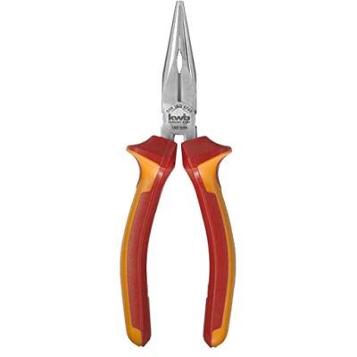 kwb VDE flat round pliers / flat forceps 160 mm 392120, according to DIN ISO 5745, straight shape, cutting edges specially cured, VDE GS tested kwb VDE flat round pliers / flat forceps 160 mm 392120, according to DIN ISO 5745, straight shape, cutting edges specially cured, VDE GS tested