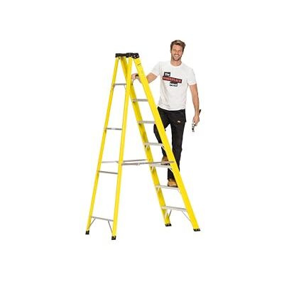 The Workplace Depot 8 Tread Fibreglass Step Ladder, Stable EN-131 Certified 8 Tread Fibreglass Step Ladder, Lightweight, Professional-Grade Ladder for Electrical & Industrial Use. The Workplace Depot 8 Tread Fibreglass Step Ladder, Stable EN-131 Certified 8 Tread Fibreglass Step Ladder, Lightweight, Professional-Grade Ladder for Electrical & Industrial Use.