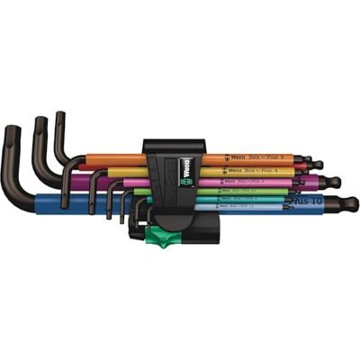 Wera 950 SPKL/9 SM N SB Multicolour BlackLaser L-Key Set, 9pc, Metric, 1.5-10mm, 05073593001, Silver Wera 950 SPKL/9 SM N SB Multicolour BlackLaser L-Key Set, 9pc, Metric, 1.5-10mm, 05073593001, Silver
