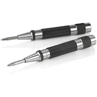 SANDOR Heavy Duty Automatic Center Punch with Hardened Steel Pack of 2 Premium Universal Metal Hand Tool for Machinists and Carpenters Spring Loaded with Adjustable Knurled Cap and Hard-Shell Carry Case SANDOR Heavy Duty Automatic Center Punch with Hardened Steel Pack of 2 Premium Universal Metal Hand Tool for Machinists and Carpenters Spring Loaded with Adjustable Knurled Cap and Hard-Shell Carry Case
