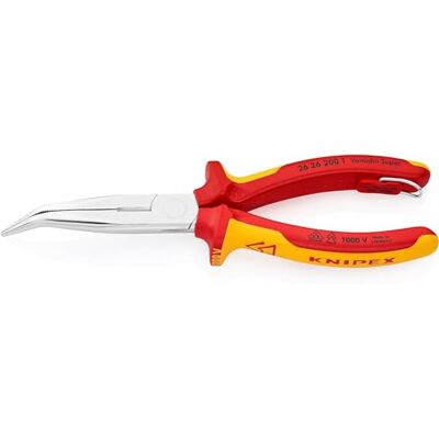 KNIPEX Snipe Nose Side Cutting Pliers (Stork Beak Pliers) in Blister Chrome-Plated Insulated with Multi-Component Grips, VDE-Tested, 26 26 200 T BK KNIPEX Snipe Nose Side Cutting Pliers (Stork Beak Pliers) in Blister Chrome-Plated Insulated with Multi-Component Grips, VDE-Tested, 26 26 200 T BK