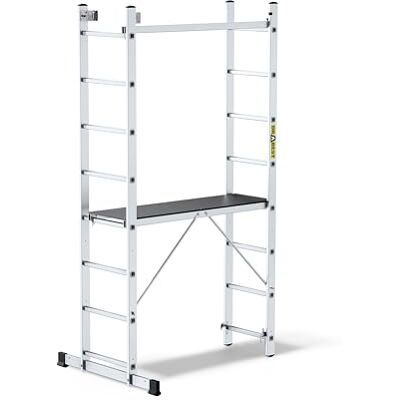 DRABEST Aluminum Scaffolding Tower 2x8 – Mini Scaffold with Work Platform 33x114 cm – Durable Sturdy & Lightweight Platform Ladder – 46x214x14cm DRABEST Aluminum Scaffolding Tower 2x8 – Mini Scaffold with Work Platform 33x114 cm – Durable Sturdy & Lightweight Platform Ladder – 46x214x14cm