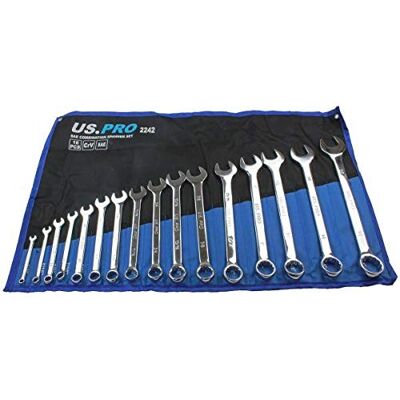 US PRO Tools 16PC SAE Combination Spanner Set 1/4" 1 1/4" 2242 US PRO Tools 16PC SAE Combination Spanner Set 1/4" 1 1/4" 2242