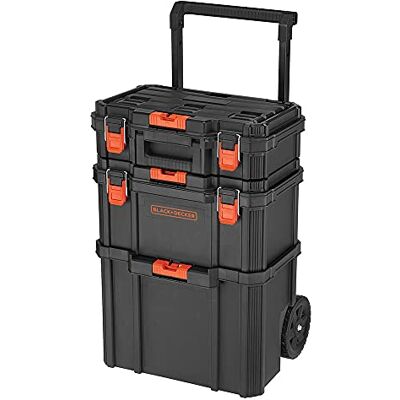 Black & Decker beyond by BDST60500APB Stackable Storage System 3 Piece Set (Small, Deep Toolbox, and Rolling Tote) Black & Decker beyond by BDST60500APB Stackable Storage System 3 Piece Set (Small, Deep Toolbox, and Rolling Tote)