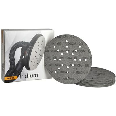 Mirka Iridium Sandpaper Ø 225mm Hook & loop, Grit 60/25 pcs/For drywall sanders, wall and ceiling sanders/Sanding of paint, putty, primer, wood, steel, mineral materials, plastic, glass fibre Mirka Iridium Sandpaper Ø 225mm Hook & loop, Grit 60/25 pcs/For drywall sanders, wall and ceiling sanders/Sanding of paint, putty, primer, wood, steel, mineral materials, plastic, glass fibre