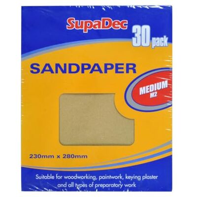 Supadec General Purpose Sandpaper Pack 30 Medium M2 Supadec General Purpose Sandpaper Pack 30 Medium M2