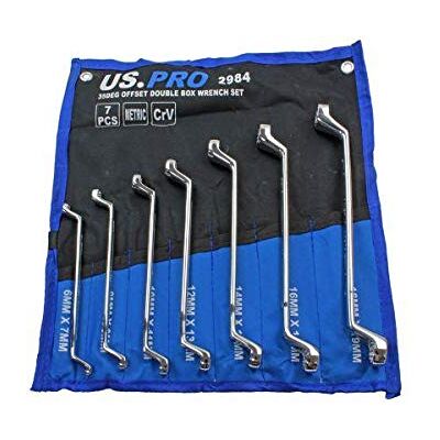 US PRO Tools 7pc Double Hex 35 Deg Offset Swan Neck Spanner Set 6-19mm 2984 US PRO Tools 7pc Double Hex 35 Deg Offset Swan Neck Spanner Set 6-19mm 2984