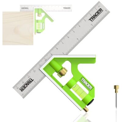 Tracer Combination Square 150mm Spirit Level, Scribe, 45/90° Measure Marking & Layout Tool with Spirit Level & Scribe – Checks 45/90°, Metric & Imperial for Carpentry Work Tracer Combination Square 150mm Spirit Level, Scribe, 45/90° Measure Marking & Layout Tool with Spirit Level & Scribe – Checks 45/90°, Metric & Imperial for Carpentry Work