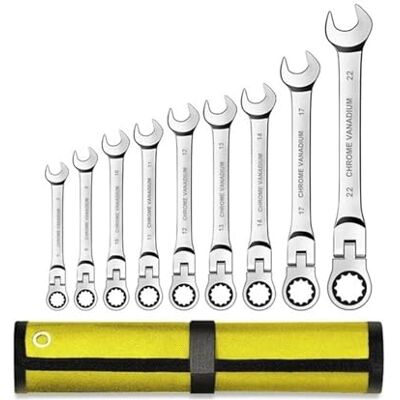 SXRegalium Premium 9pcs Flex Head Ratcheting Wrench Set Ch Vanadium Steel Combinat Spanners for Enhanced Efficiency & Precis Hand Tools Socket Key Kit SXRegalium Premium 9pcs Flex Head Ratcheting Wrench Set Ch Vanadium Steel Combinat Spanners for Enhanced Efficiency & Precis Hand Tools Socket Key Kit
