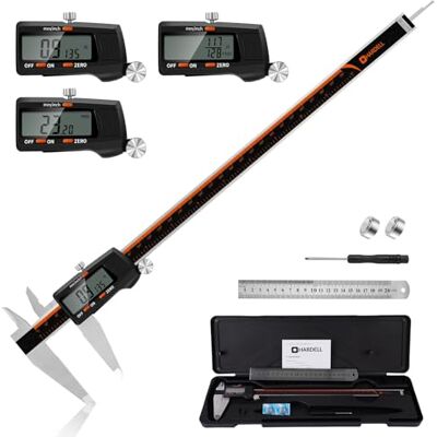 HARDELL Digital Vernier Caliper, 12 Inch Stainless Steel Caliper Measuring Tool with Large LCD Screen, Electronic Vernier Caliper Micrometer (12 inch/300mm) HARDELL Digital Vernier Caliper, 12 Inch Stainless Steel Caliper Measuring Tool with Large LCD Screen, Electronic Vernier Caliper Micrometer (12 inch/300mm)