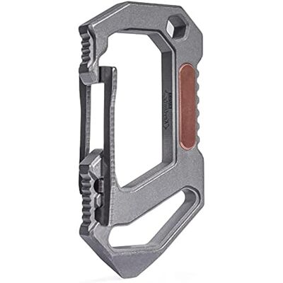 KeyUnity Titanium EDC Quick Release Carabiner Multitool 6 in 1 Multi-Tool Key Ring Bottle Opener Screwdriver Slotted Screwdriver Bottle Opener Crowbar Silver (KU03) KeyUnity Titanium EDC Quick Release Carabiner Multitool 6 in 1 Multi-Tool Key Ring Bottle Opener Screwdriver Slotted Screwdriver Bottle Opener Crowbar Silver (KU03)