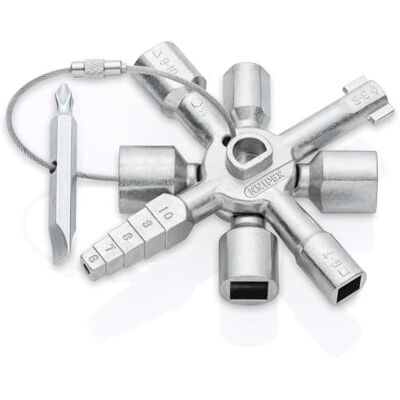 KNIPEX Twinkey Control Cabinet Key, 10 Profiles, 2 Crosses, 1 Key, 00 11 01 For all Common Locking Systems; Utility Key; Square Key; Triangle Key KNIPEX Twinkey Control Cabinet Key, 10 Profiles, 2 Crosses, 1 Key, 00 11 01 For all Common Locking Systems; Utility Key; Square Key; Triangle Key