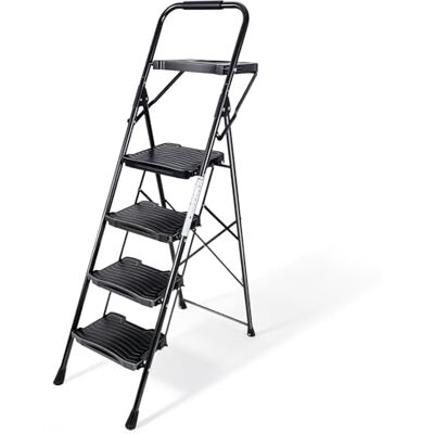 Sekey Step Ladder 4 Steps Foldable with Handrail, Non-Slip, 150 kg Load Capacity, with Tool Tray, Household Ladder Sekey Step Ladder 4 Steps Foldable with Handrail, Non-Slip, 150 kg Load Capacity, with Tool Tray, Household Ladder