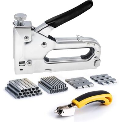HIYAA Staple Gun with Remover, 3 in 1 Heavy Duty Upholstery Staple Gun Kit with 3000 Staples for Wood, Crafts, Carpentry, Decoration DIY HIYAA Staple Gun with Remover, 3 in 1 Heavy Duty Upholstery Staple Gun Kit with 3000 Staples for Wood, Crafts, Carpentry, Decoration DIY