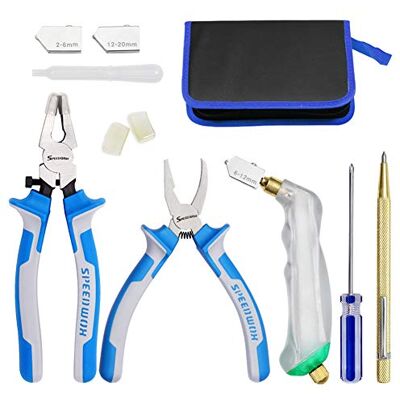 SPEEDWOX 12PCS Heavy Duty Glass Running Pliers Breaker Grozer Pliers Set Glass Cutting Tool Kit, Oil Feed Glass Cutter with 3 Size Cutter Head, Oil Dropper, Screwdriver, Engraved Pen, Zipper Bag SPEEDWOX 12PCS Heavy Duty Glass Running Pliers Breaker Grozer Pliers Set Glass Cutting Tool Kit, Oil Feed Glass Cutter with 3 Size Cutter Head, Oil Dropper, Screwdriver, Engraved Pen, Zipper Bag