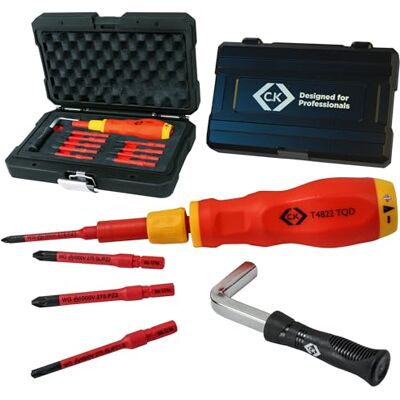 C.K Dexpress VDE Adjustable 1.2 – 6.0 Nm Torque Screwdriver Set, Up to 10x More Accurate, 10pc Electricians Kit, ISO 6789 Calibrated, 9 Slim Bits inc. RCBO Tool, Hard Toolbox Case, CK Tools, T4822 TQD C.K Dexpress VDE Adjustable 1.2 – 6.0 Nm Torque Screwdriver Set, Up to 10x More Accurate, 10pc Electricians Kit, ISO 6789 Calibrated, 9 Slim Bits inc. RCBO Tool, Hard Toolbox Case, CK Tools, T4822 TQD