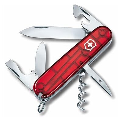 Victorinox Spartan Swiss Army Knife, Camping Pocket Knives, Medium, Multi Tool, 12 Functions, Blade, Bottle Opener, Red Transparent Victorinox Spartan Swiss Army Knife, Camping Pocket Knives, Medium, Multi Tool, 12 Functions, Blade, Bottle Opener, Red Transparent