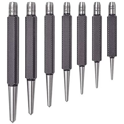Starrett S264WB Set Of 7 Centre Punches, 1/16"-1/4" Tapered Point Diameters, In Round Plastic Case Starrett S264WB Set Of 7 Centre Punches, 1/16"-1/4" Tapered Point Diameters, In Round Plastic Case