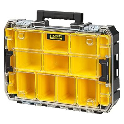 Stanley FMST82967-1 Stackable Tool Box with Transparent Lid and 10 Sorting Inserts of Different Sizes, Can be Combined with Other TSTAK Boxes Stanley FMST82967-1 Stackable Tool Box with Transparent Lid and 10 Sorting Inserts of Different Sizes, Can be Combined with Other TSTAK Boxes