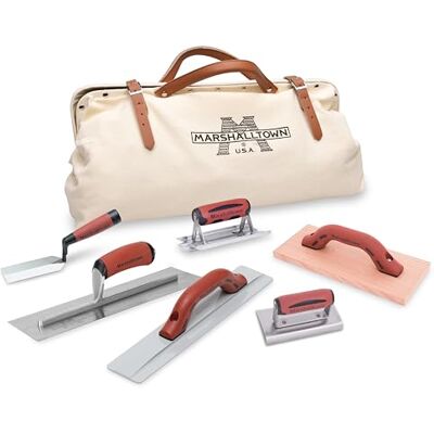 Marshalltown Concrete Apprentice Tool Kit, Includes 6 Concrete Tools, Canvas Bag, Made in USA, CTK2 Finishing trowel, magnesium float, groover, edger, wood float and margin trowel, DuraSoft grips; concrete tools. CTK2 Marshalltown Concrete Apprentice Tool Kit, Includes 6 Concrete Tools, Canvas Bag, Made in USA, CTK2 Finishing trowel, magnesium float, groover, edger, wood float and margin trowel, DuraSoft grips; concrete tools. CTK2