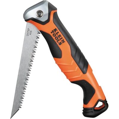 KLEIN TOOLS 31737 Folding Jab Saw/Drywall Hand Saw with Lockback at 180 and 125 Degrees and Tether Hole KLEIN TOOLS 31737 Folding Jab Saw/Drywall Hand Saw with Lockback at 180 and 125 Degrees and Tether Hole