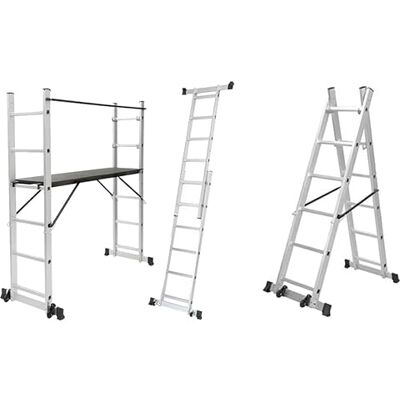 Megashopitalia 4 in 1 Multifunction Aluminium Ladder with Folding Platform with Wheels Megashopitalia 4 in 1 Multifunction Aluminium Ladder with Folding Platform with Wheels