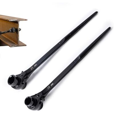 XHNKEG 2 Pcs Ratchet Scaffold Spanner 19/21mm, Ratchet Scaffolding Wrench Erecting Spanner Double Socket Scaffolding Tools for Construction Works XHNKEG 2 Pcs Ratchet Scaffold Spanner 19/21mm, Ratchet Scaffolding Wrench Erecting Spanner Double Socket Scaffolding Tools for Construction Works