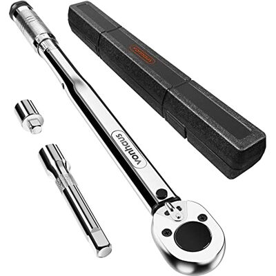 VonHaus Torque Wrench with 3/8 Reducer and Extension Bar Ratchet Wrench 1/2 Drive, 30-210Nm, 470mm Long Reach Handle with Carry Case for Car, Bike and General Repairs VonHaus Torque Wrench with 3/8 Reducer and Extension Bar Ratchet Wrench 1/2 Drive, 30-210Nm, 470mm Long Reach Handle with Carry Case for Car, Bike and General Repairs